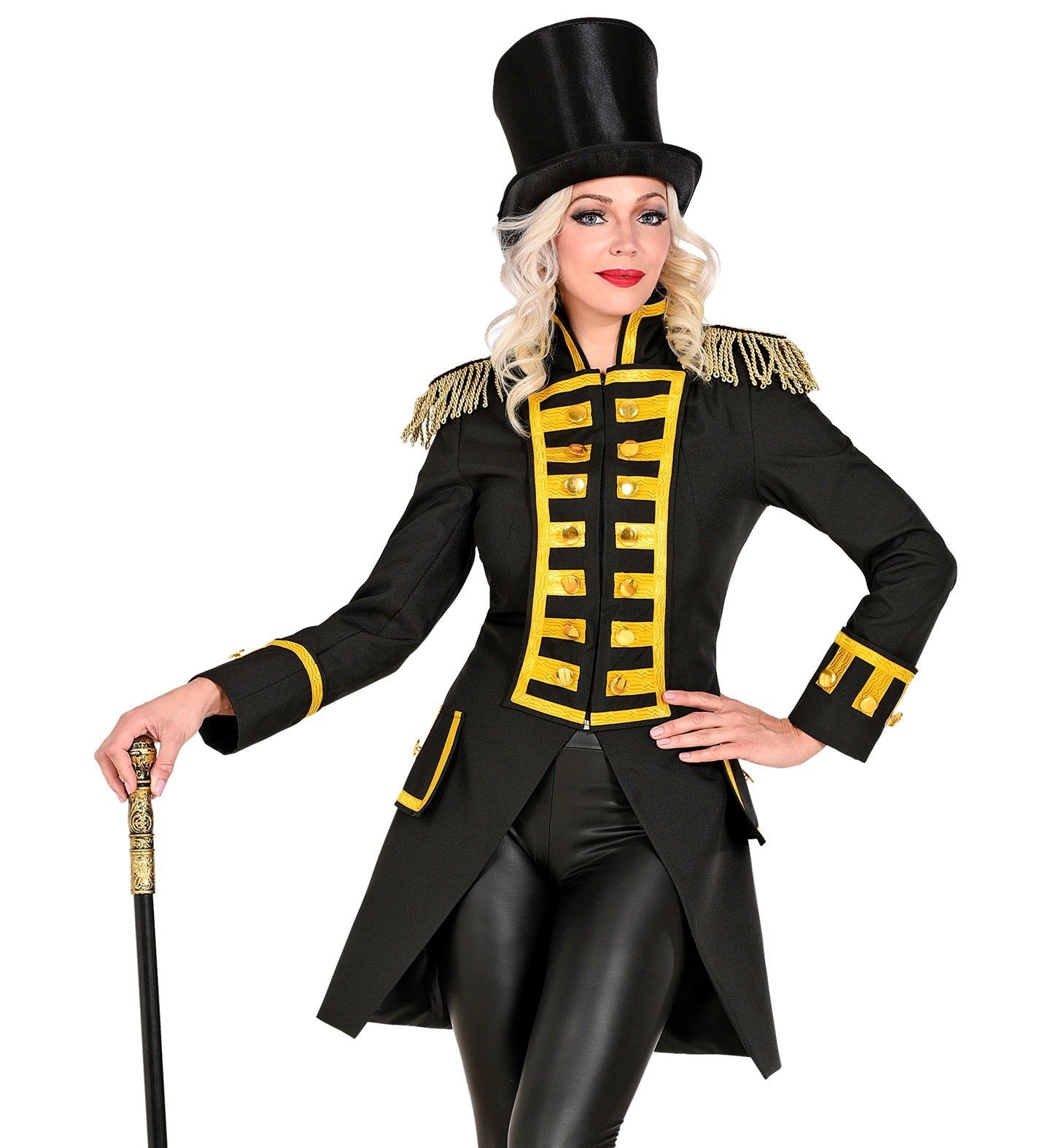Widmann - Circus Kostuum - Statige Franse Parade Jas Zwart Vrouw - zwart - XL - Halloween - Verkleedkleding