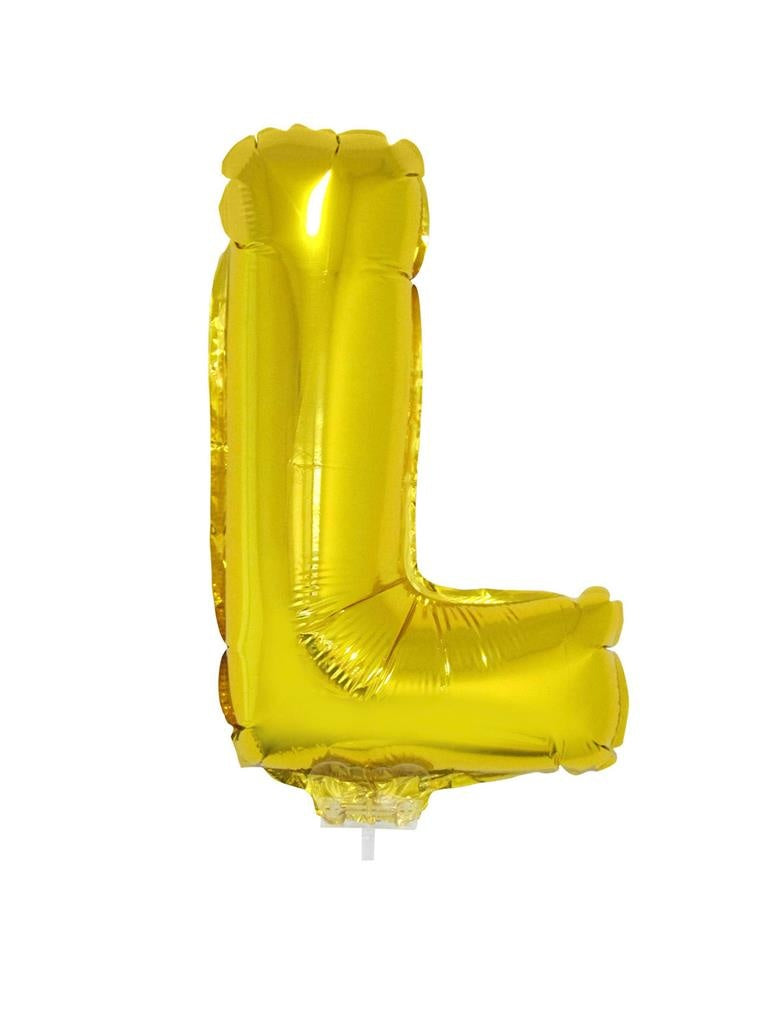 Folie Ballon Letter L Goud 41cm met Rietje