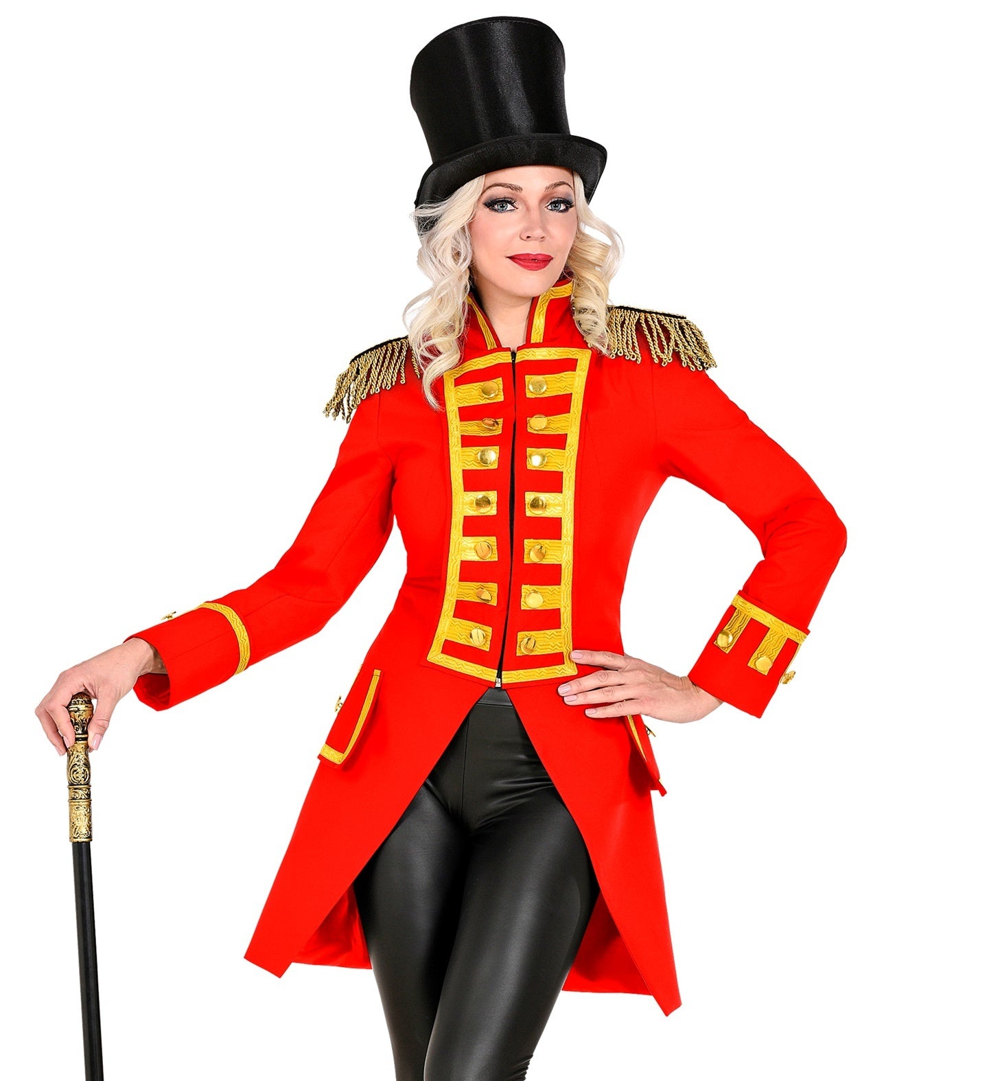 Widmann - Circus Kostuum - Statige Franse Parade Jas Rood Vrouw - rood - XL - Carnavalskleding - Verkleedkleding
