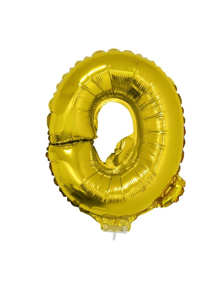 Folie Ballon Letter Q Goud 41cm met Rietje