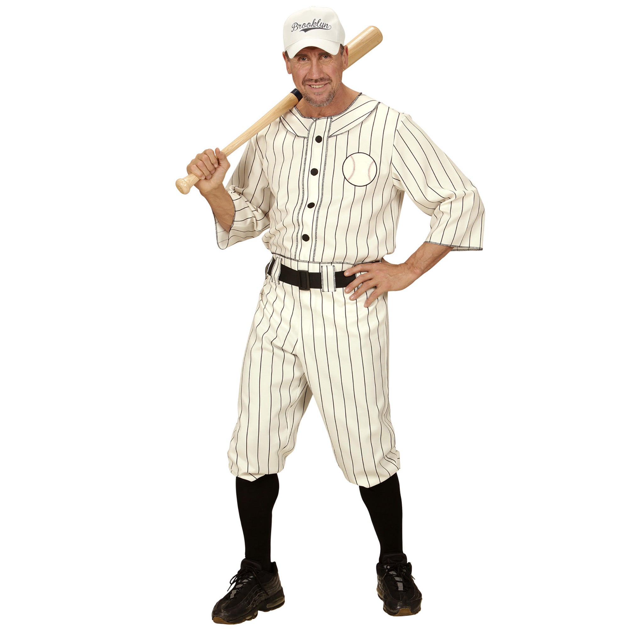 Widmann - Honkbal Kostuum - Amerikaanse Major League Honkbal Speler - Man - wit / beige - Large - Carnavalskleding - Verkleedkleding