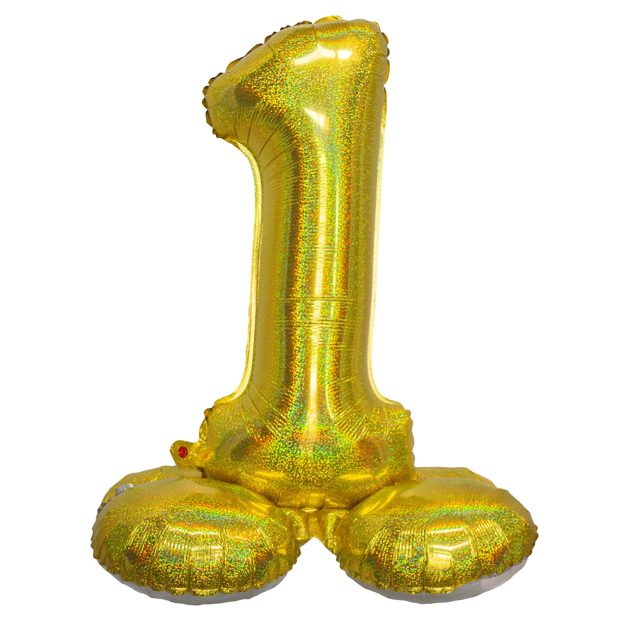 Folieballon cijfer 1 holografisch goud 82 cm