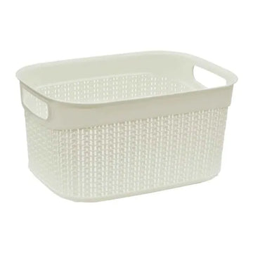 Curver Knit Rectangular Clothes Box, White, 57 Litre