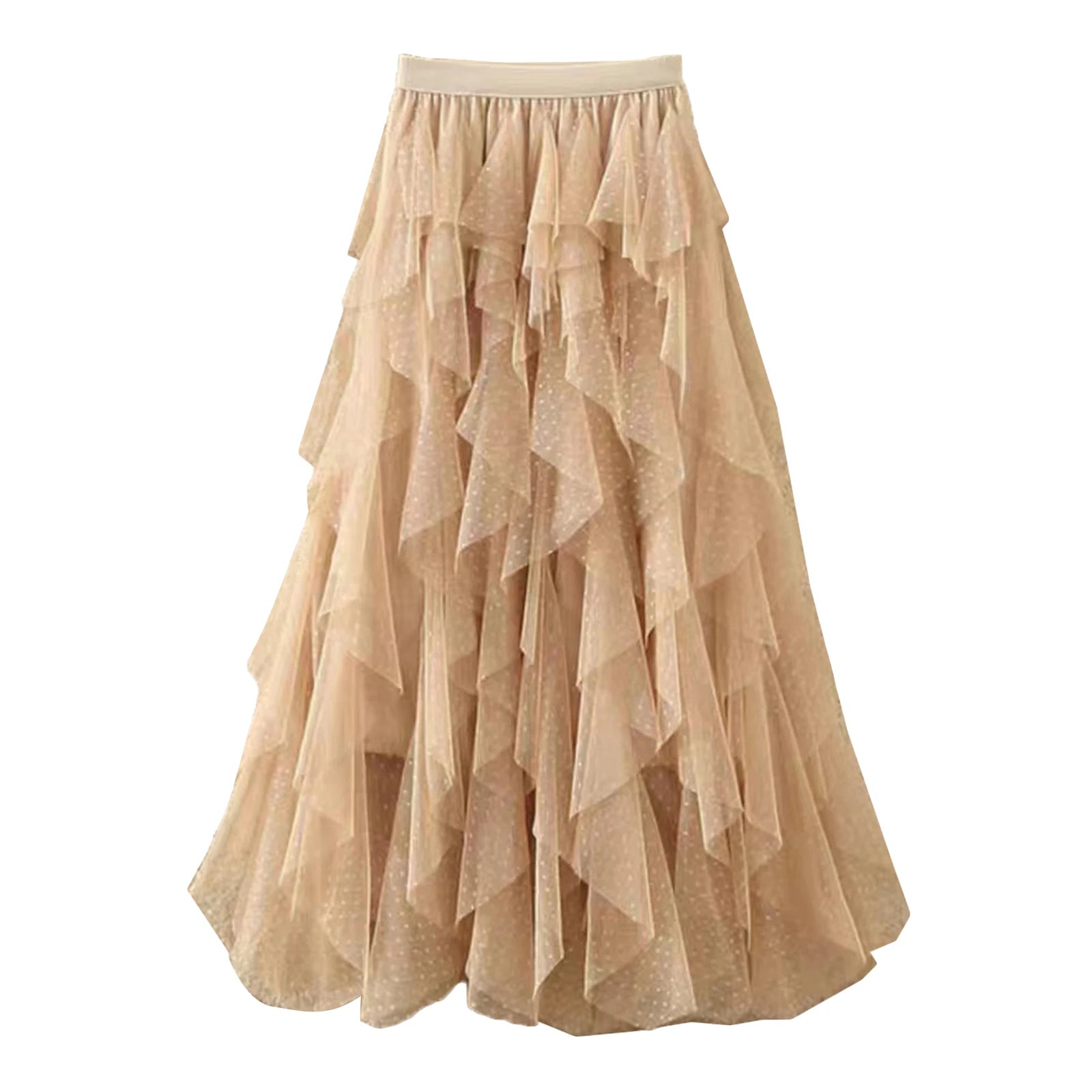 High Waist Irregular Tulle Midi Skirt - Women's Summer Fashion - Image 4
