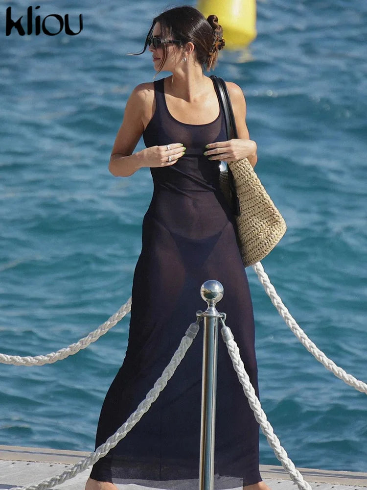 Casual Sleeveless Cotton Maxi Dress for Women Holiday Style - Image 4