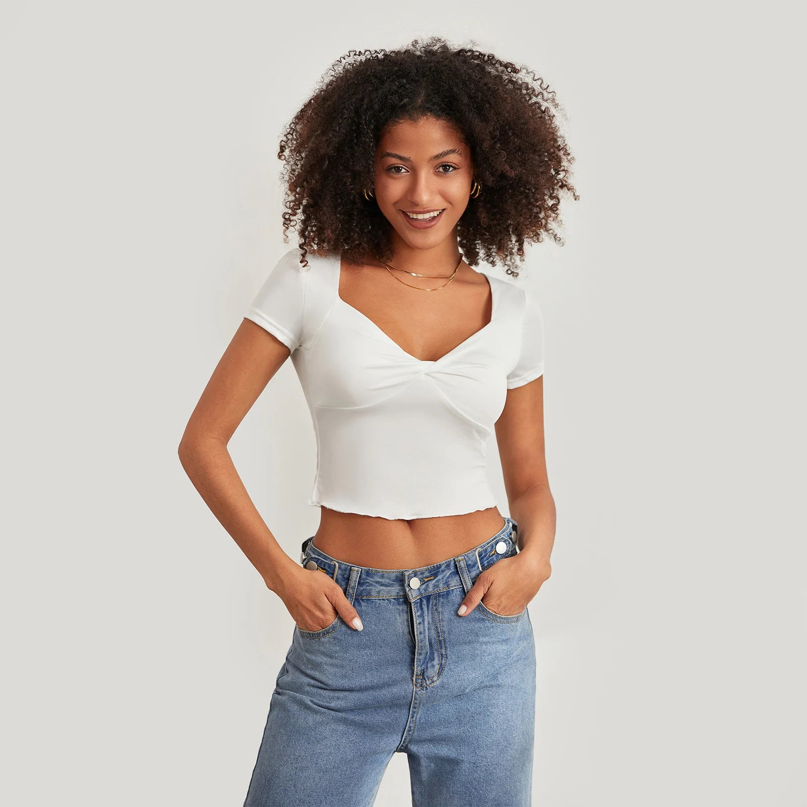 Stylish Twist Front Crop Top for Casual Summer Outfits - Image 4