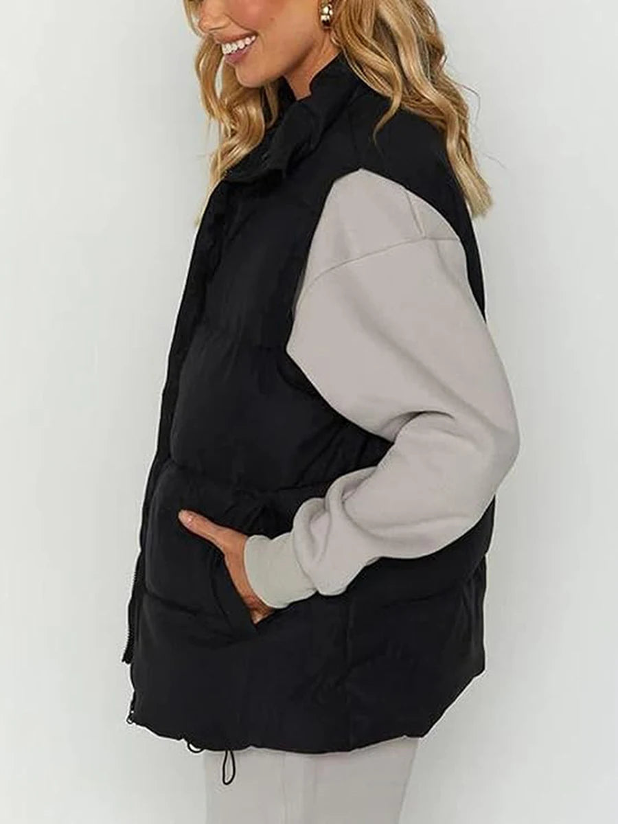 Women's Stand Collar Quilted Puffer Vest Sleeveless Jacket - Image 5