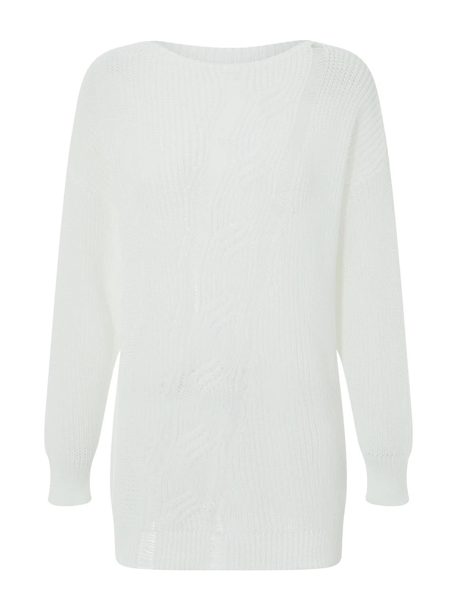 Women's Solid Color Loose Knit Sweater for Everyday Wear - Image 4