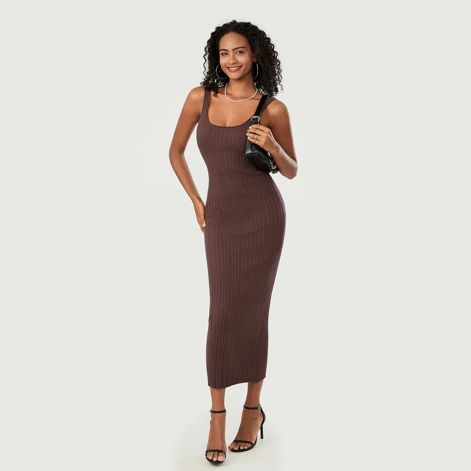 Solid Color Knit Tank Dress for Women: Casual, Sleeveless, U-Neck - Image 6