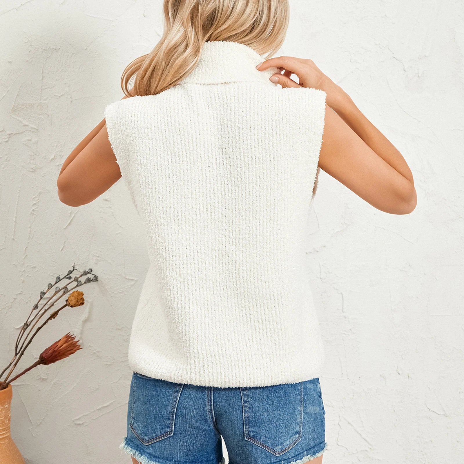 Women's Sleeveless Turtleneck Sweater Tank Top for Casual Streetwear - Image 5