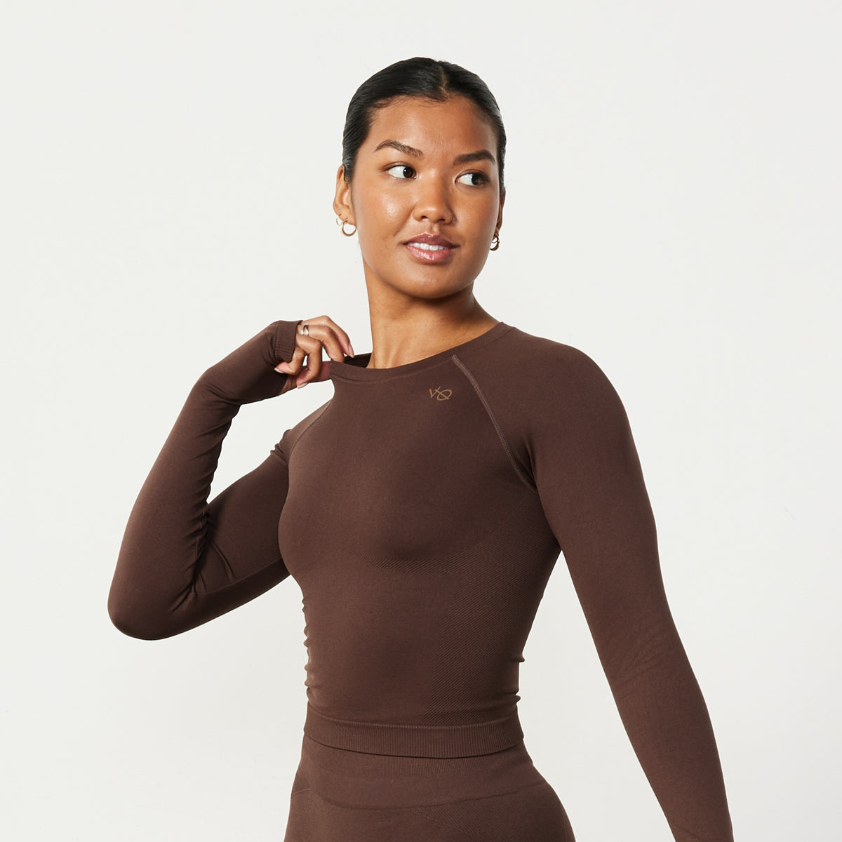 Vanquish Elevate Seamless Coffee Brown Long Sleeve Top