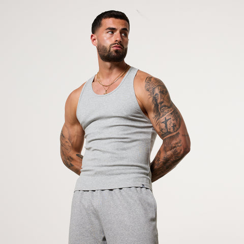 Vanquish Essential V2 Grey Melange Ribbed Tank - Medium / Grey Melange