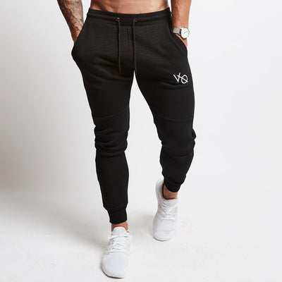 black tapered sweatpants