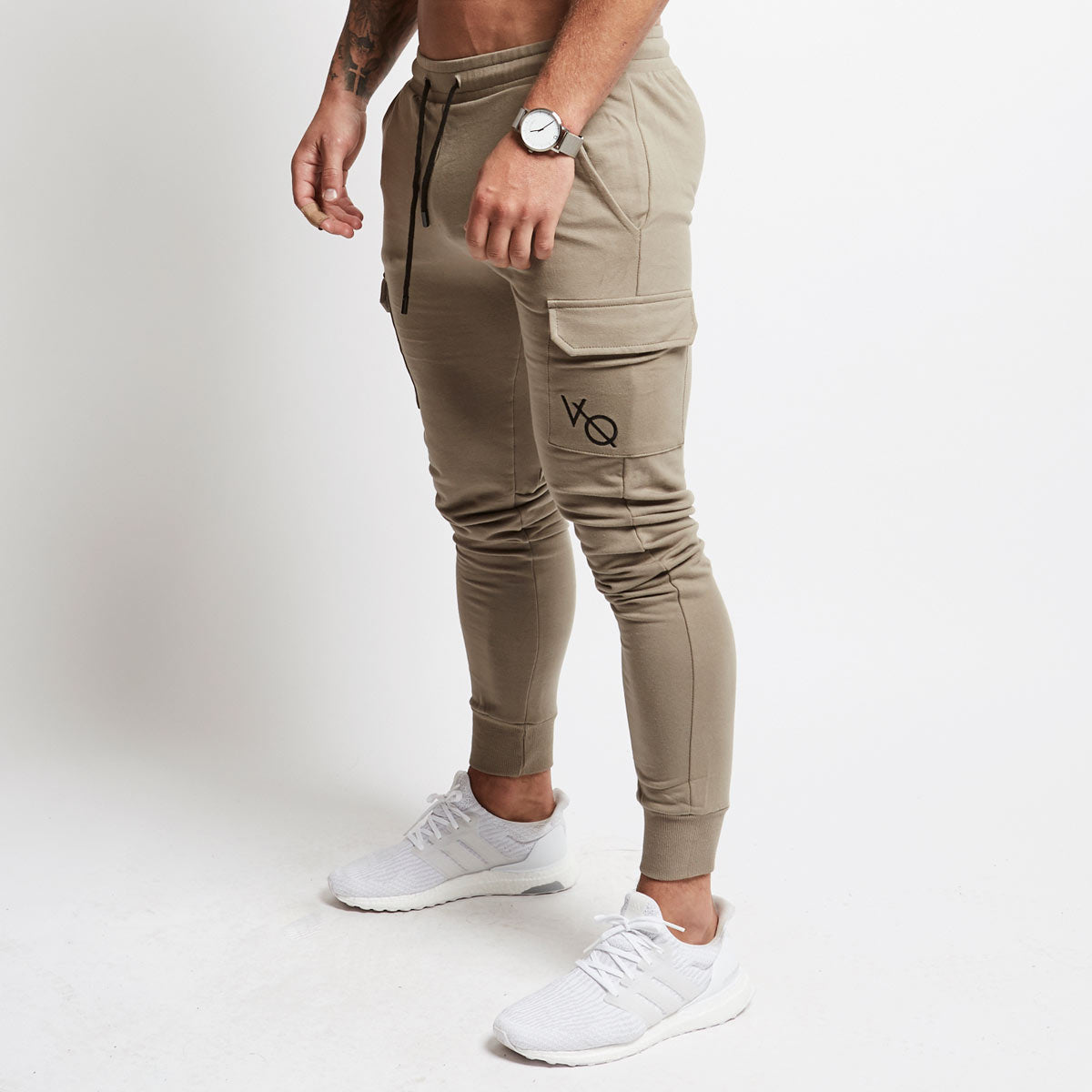 khaki tapered joggers