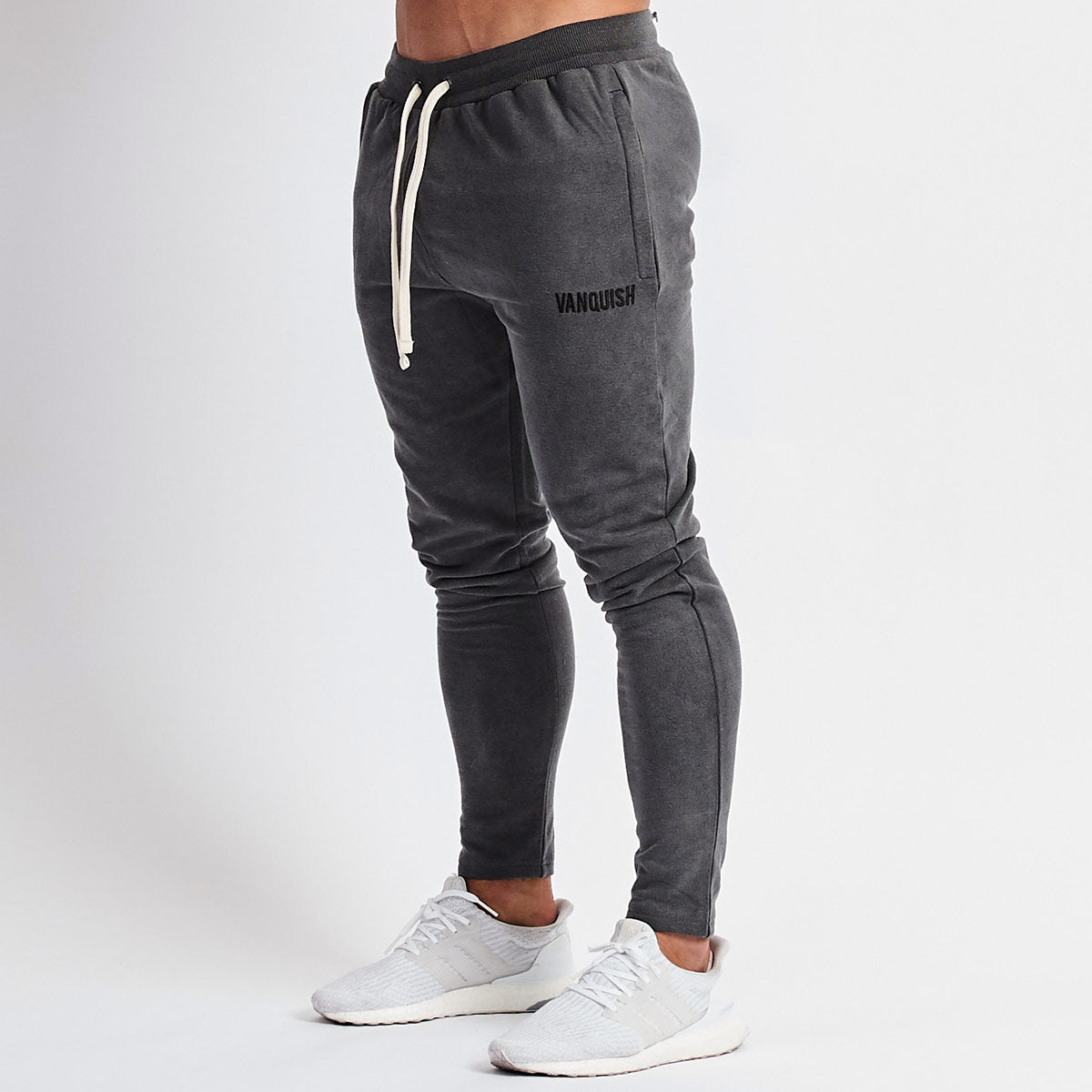 grey tapered sweatpants