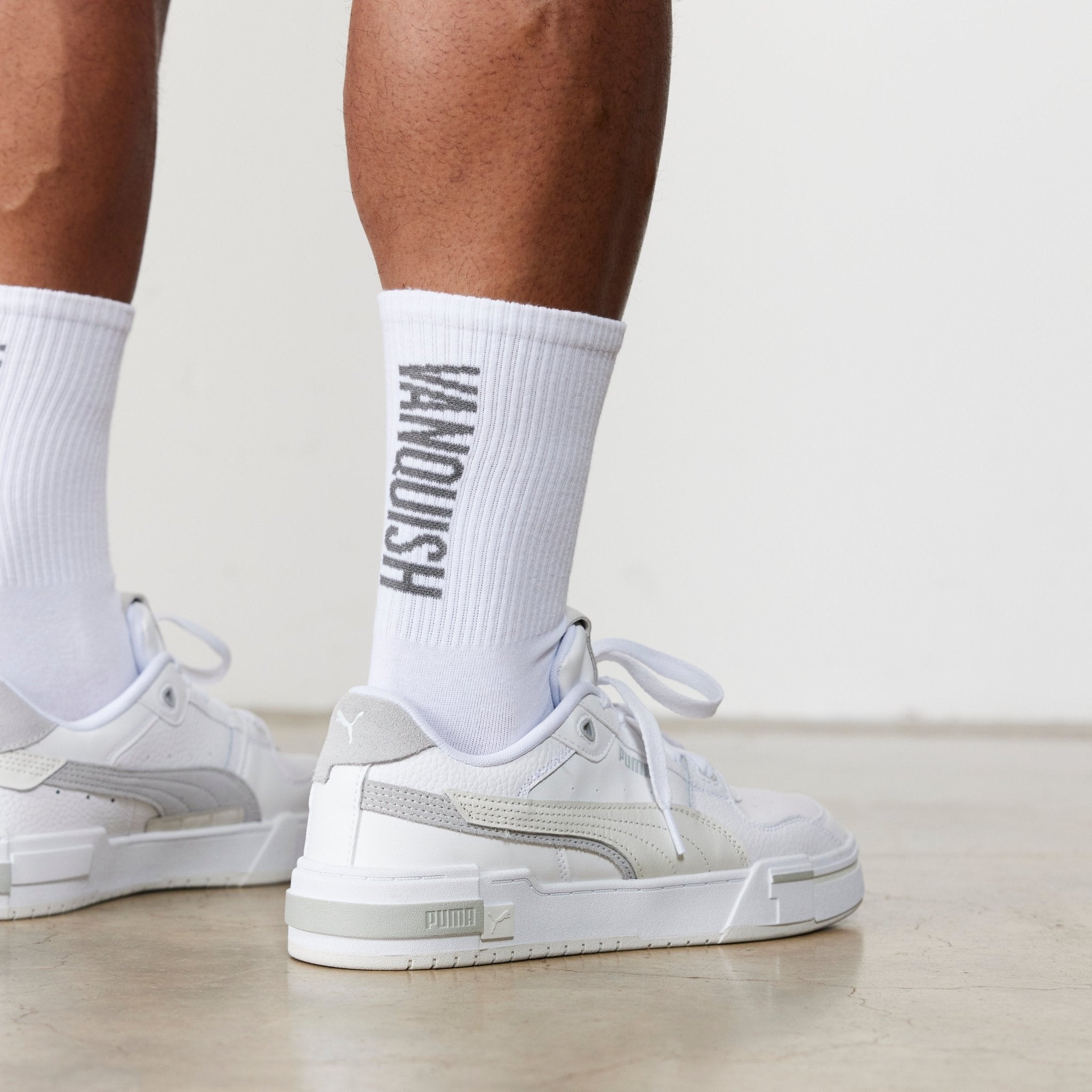 Image of Vanquish White Back Logo Organic Socks