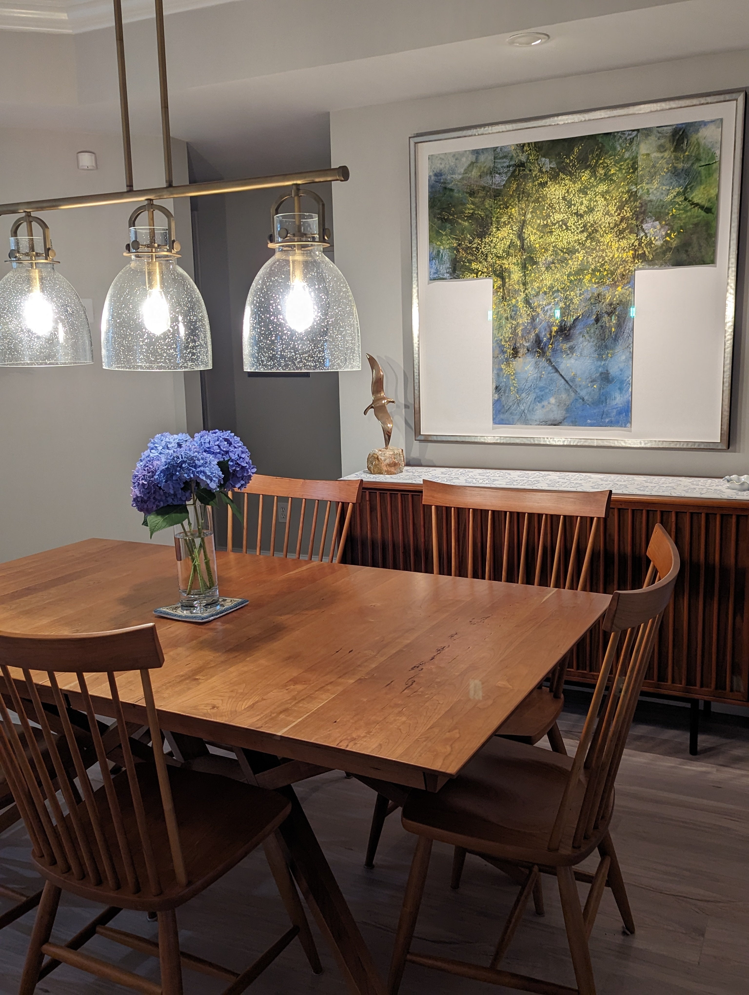 Table and chairs in dining room, Cherry Wood