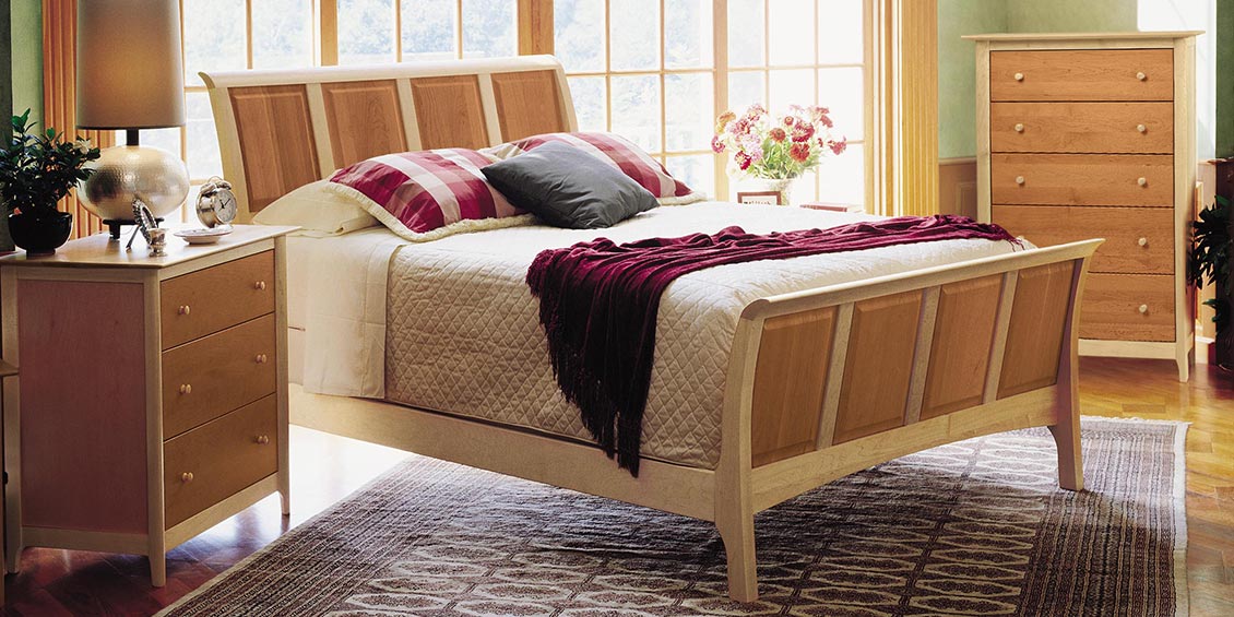 Copeland's Sarah Shaker style Cherry & maple bed