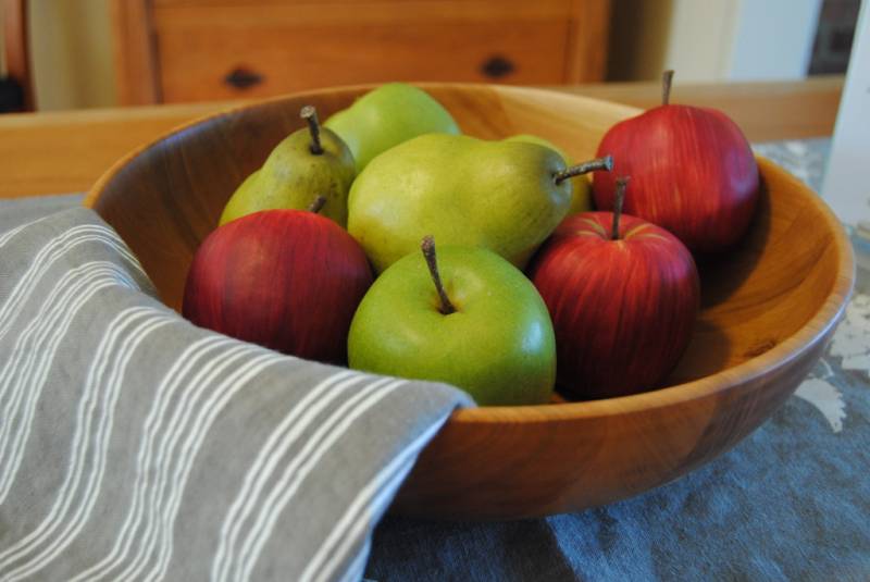 Apples in Wooden Bowl at Vermont Woods Studios Showroom