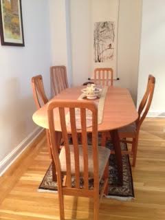 Vermont Modern Pedestal Table, Modern Mission Chairs