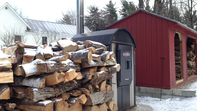 The outdoor wood boiler that keeps us warm in the winter