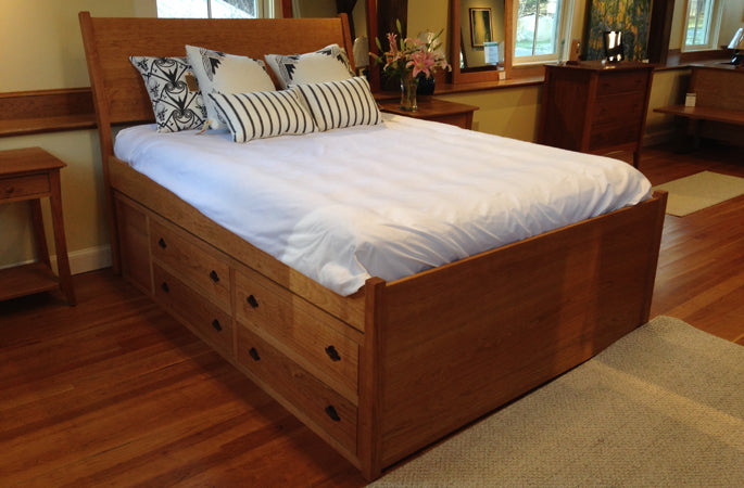 Custom Bed with Slanted Headboard 