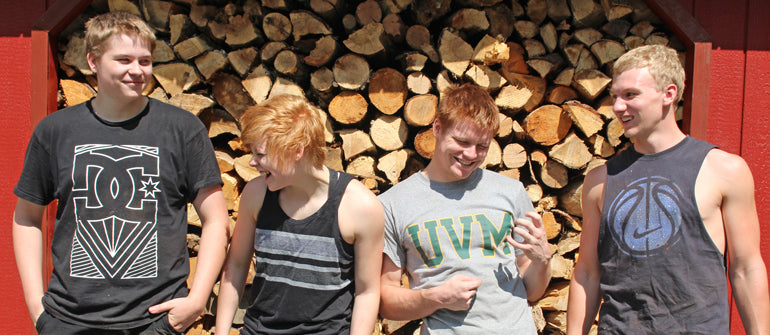 Vermont Woods Studios Furniture Interns: busy stacking 40 cords of firewood