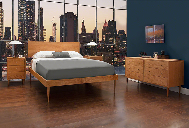 Larssen MCM Bed & Chests | Solid Wood Bedroom Sets | Vermont Woods Studios
