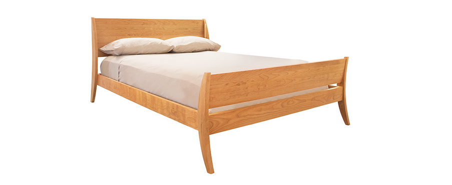 The Holland sleigh bed is modern and sleek, handcrafted of all solid hardwood