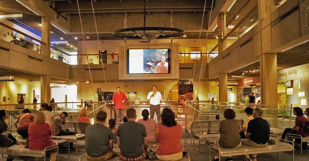 Senor Alvarez discussing how climate change is affecting the monarchs. Boston Museum of Science.