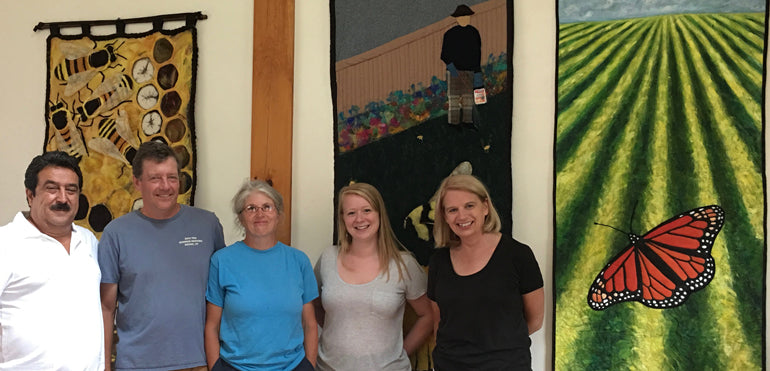 The Farm Between in Jeffersonville is an organic farm specializing in fruit trees, berry bushes, and pollinator plants. From left: Jose Luis Alvarez, John & Nancy Hayden of The Farm Between, Megan Fulton & Peggy Farabaugh.