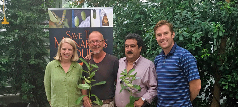 Eric Larson and Josh Gendron hosted the Monarch Tour at Yale's Marsh Botanical Garden