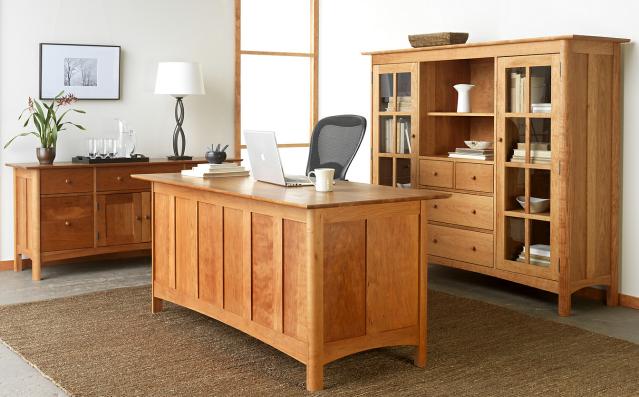 Modern Shaker Executive Desk with matching credenza and bookcase