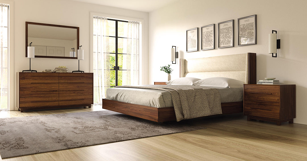 Bedroom collection with upholstered headboard