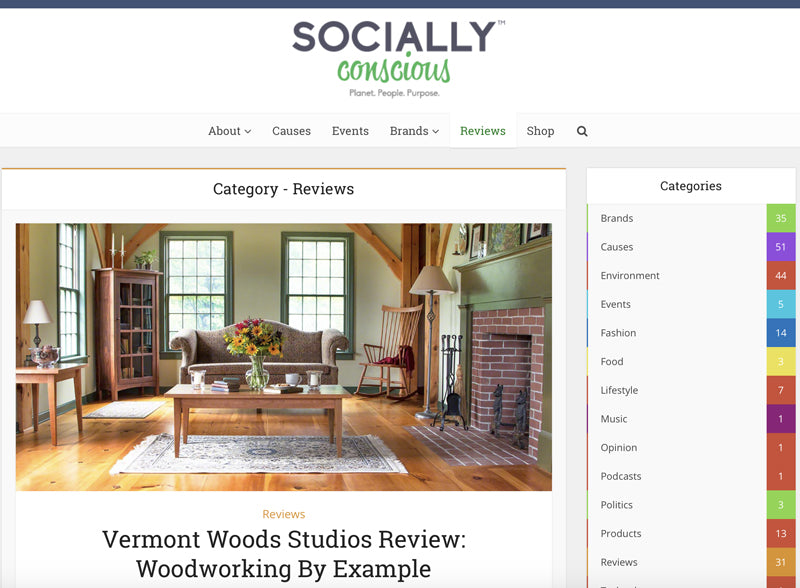 Socially Conscious Living Magazine | Vermont Woods Studios Review | Eco Friendly Home Decor