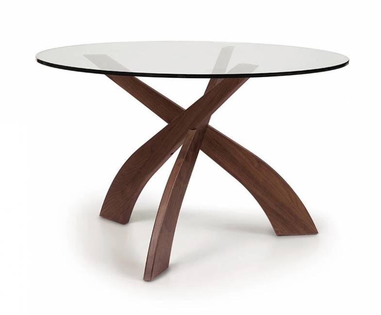 Copeland Entwine | Walnut Round Glass Top Dining Table | Vermont Woods Studios