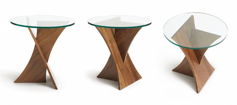 Copeland Planes | Walnut Round Glass Top End Table | Vermont Woods Studios