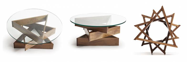 Copeland Twist | Walnut Round Glass Top Coffee Table | Vermont Woods Studios