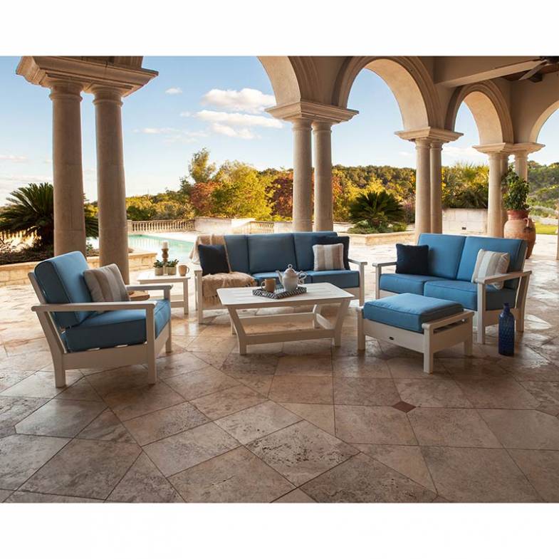 Outdoor deep seating club chairs, love seats, sofas. Sunbrella fabric. POLYWOOD Recycled Plastic Outdoor Furniture