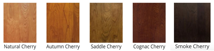 The desk can be stained in Choose Natural Cherry wood or a stain: Autumn Cherry, Saddle Cherry, Cognac Cherry and Smoke Cherry