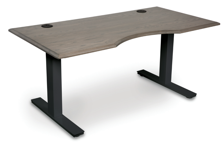 Invigo adjustable standing desk in solid weathered ash wood