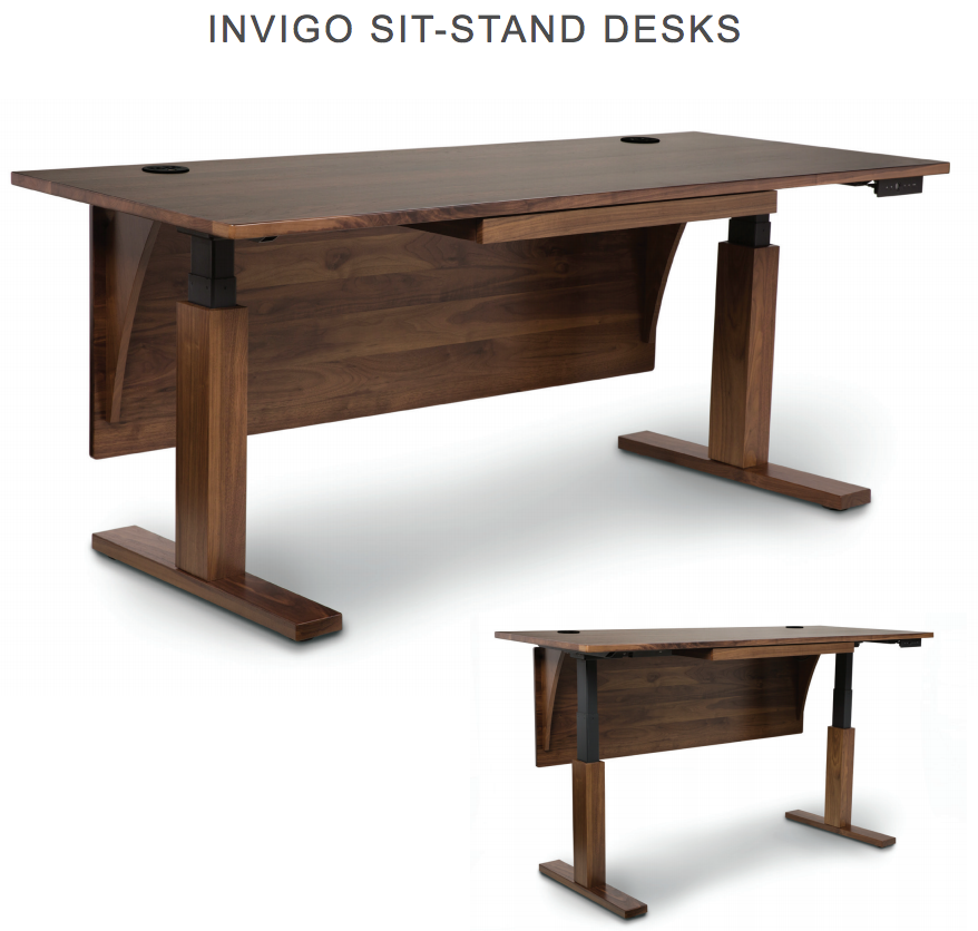 Copeland Invigo Stand Up Desk in solid walnut wood | Vermont Woods Studios