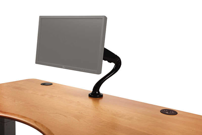 Invigo Sit Stand Desk with built in grommet, monitor arm & powered insert