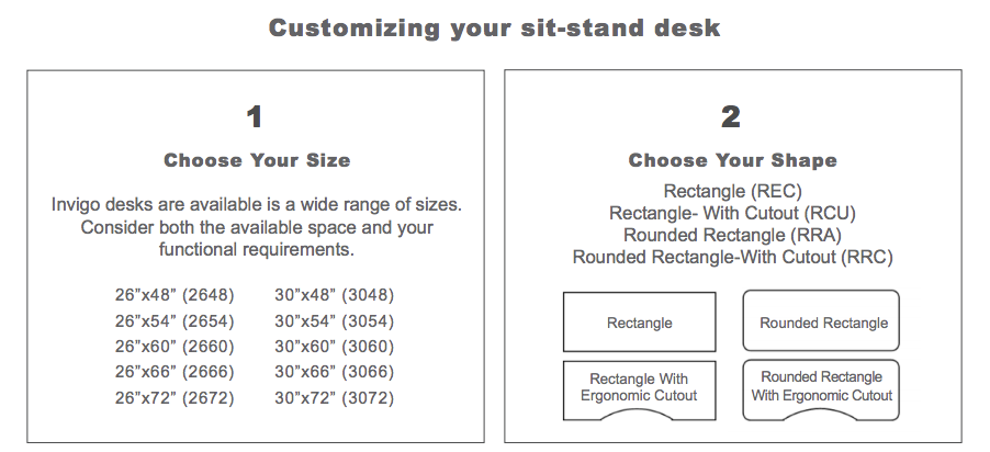 Custom options for the standing desk | Copeland's Invigo | Vermont Woods Studios