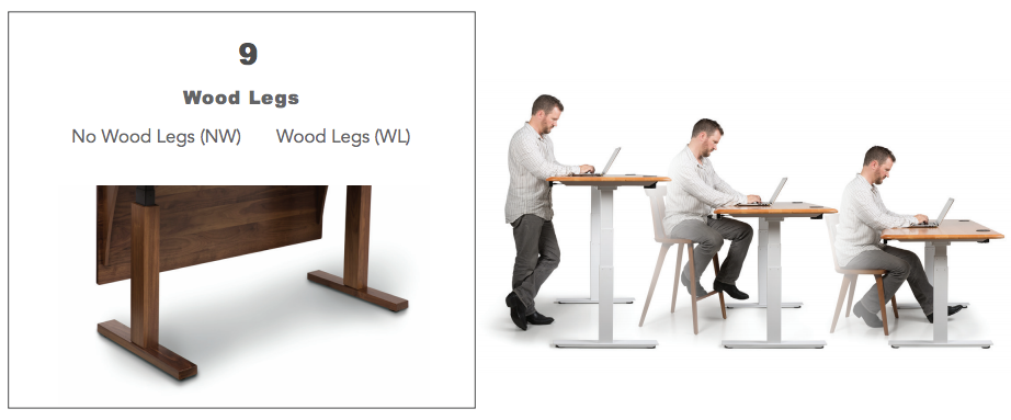 Custom standing desk leg options | Wood or metal