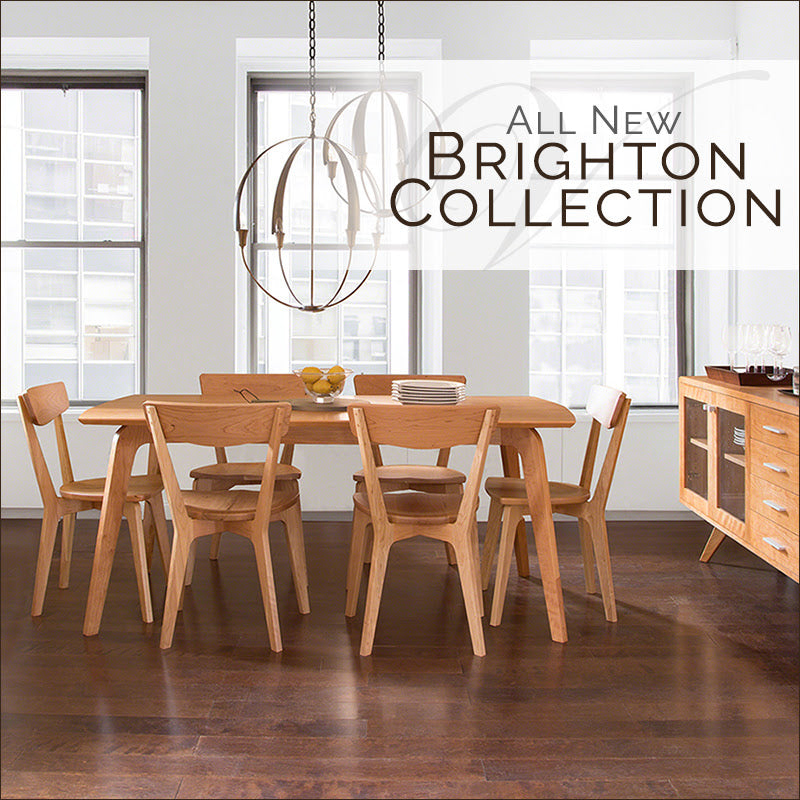 Brighton Danish Modern Dining Set | Solid Natural Cherry Wood | Vermont Woods Studios