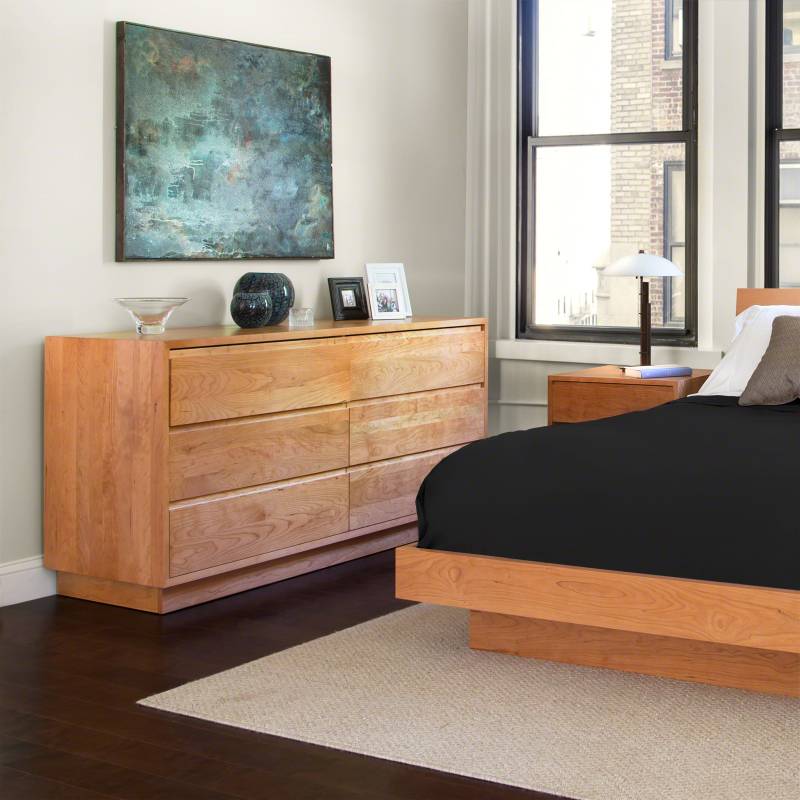 Modern Solid Cherry Bedroom Furniture Set | Bed, Dresser & Night Stand | Vermont Woods Studios