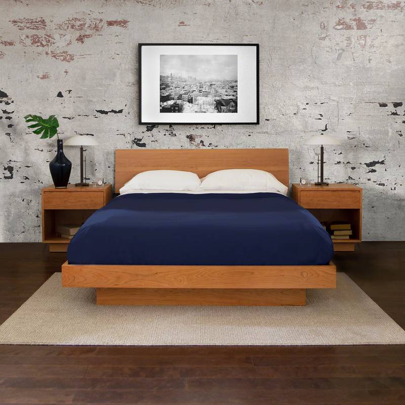 Modern Solid Cherry Bedroom Set | Bed & Nightstands | Vermont Woods Studios