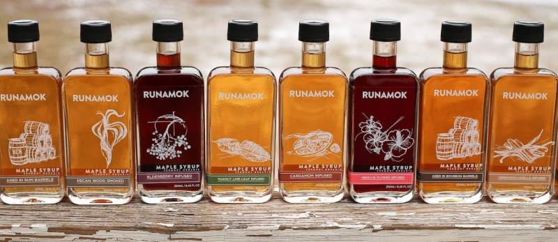 Run Amok's collection of smoked and infused artisan maple syrup