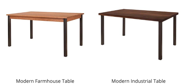 Modern Industrial Dining Tables in Cherry and Walnut